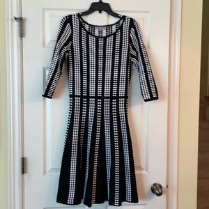 Black Knit Dress with White Pattern Accents